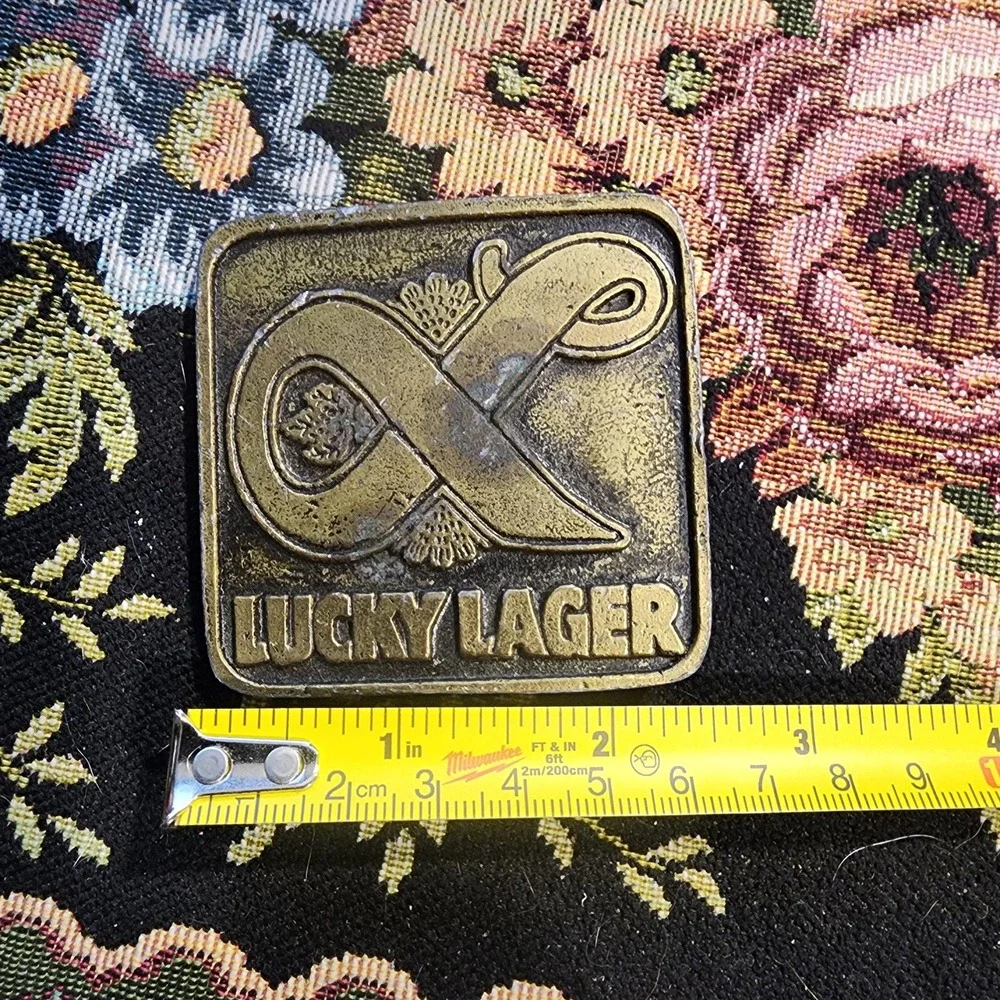 Vintage Lucky Lagger Beer Belt Buckle